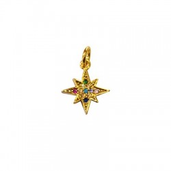 Ciondolo in Ottone con Zirconi a Forma di Stella 12 mm
