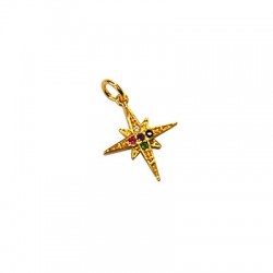 Zircon Brass Charm Star 14x15mm