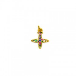 Brass Charm Airplane w/ Zircon 11x12mm