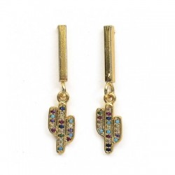 Ciondolo in Ottone con Zirconi Cactus 7X13 mm