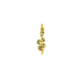 Ciondolo in Ottone con Serpente e Zircone 7X20 mm