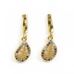 Ciondolo in Ottone con Zircone a Forma di Foglia 8X12 mm