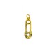 Brass Charm Safety Pin w/ Zircon 9x22mm