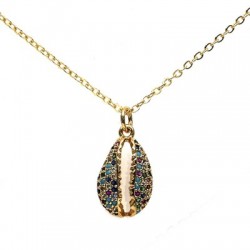Breloque Coquillage en Laiton et Zircon 11 x 15 mm