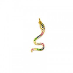 Pendentif en Laiton et Zircon Serpent 10 x 26 mm