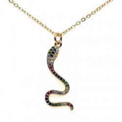 Pendentif en Laiton et Zircon Serpent 10 x 26 mm