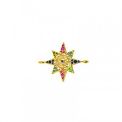 Brass Connector Star w/ Zircon 18x19mm