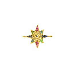 Connettore in Ottone con Zirconi a Forma di Stella 18X19 mm