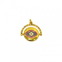 Brass Pendant Round Eye w/ Zircon 19x23mm