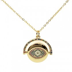 Zircon Brass Pendant Round Eye 19x23mm