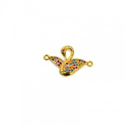 Connecteur en Laiton et Zircon en Forme de Cygne 20 x 15 mm