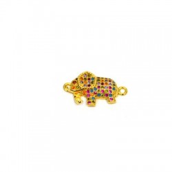 Brass Connector Elephant w/ Zircon 12x19mm