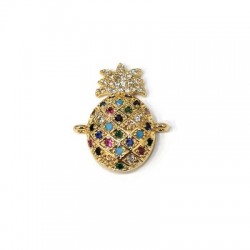 Connecteur en Laiton et Zircon en Forme D'Ananas 13 x 22 mm