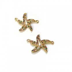 Brass Connector Starfish w/ Zircon 19x20mm