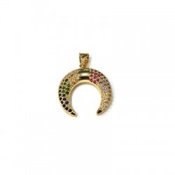 Charm in Ottone Corno con Zirconi 19x17mm