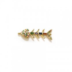 Connettore in Ottone Spina di Pesce con Zirconi 18x8mm
