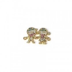 Zircon Brass Connector Boy Girl 20x14mm