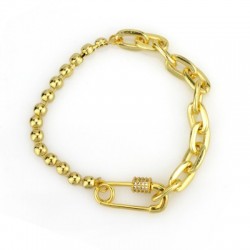 Zircon Brass Screw Clasp Lock-Locket Safety Pin 24x11mm