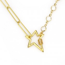 Fermoir à vis en Laiton Zircon Lock-Locket Étoile 22 x 27 mm