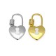 Brass Clasp Lock-Locket Heart w/ Zircon 17x29mm