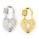 Zircon Brass Screw Clasp Lock-Locket Heart 14x24mm