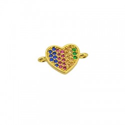 Zircon Brass Connector Heart 10x9mm