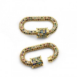 Zircon Brass Screw Clasp Oval 17x29mm