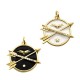 Zircon Brass Charm Round Arrows & Enamel 18mm
