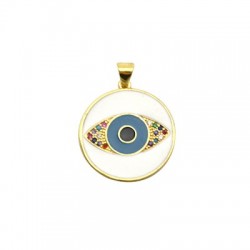 Pendentif en Laiton émaillé et Zircons 20mm