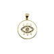 Zircon Brass Charm Round Eye & Enamel 21mm