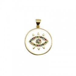 Pendentif en Laiton émaillé et Zircons 20mm