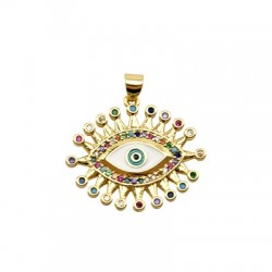 Brass Pendant Eye w/ Zircon & Enamel 23x27mm