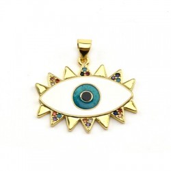 Brass Pendant Eye w/ Zircon & Enamel 21x25mm