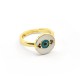 Anello in Ottone Rotondo Occhio Smaltato con Zircone 21x13mm