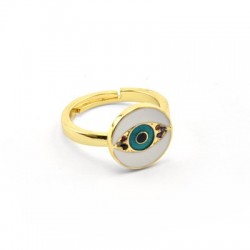 Zircon Brass Finger Ring with Eye & Enamel 21x13mm