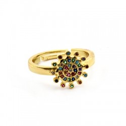 Zircon Brass Finger Ring Round 22mm