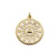 Brass Charm Round Triangle w/ Zircon & Enamel 22mm