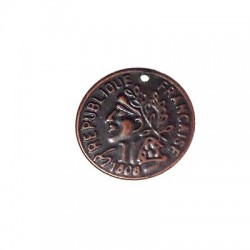 Colgante de Metal Acero Redondo Moneda Franco Francés 17mm