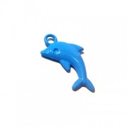 Breloque en Zamak Peint Dauphin 23.5 x 12 mm