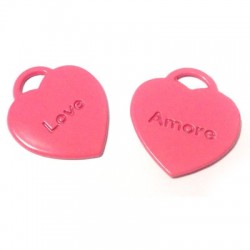 Colgante de Metal Zamak Pintado Corazón "Love Amore" 20x22mm