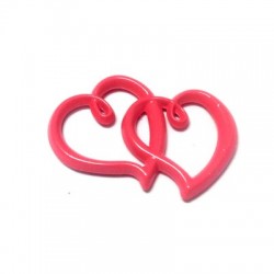 Conector de Metal Zamak en Color 2 Corazones 31x22mm