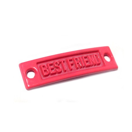 Zamak Painted Casting Connector Tag "Best Friends" 35x9mm