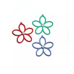 Zamak Rubber Effect Pendant Flower w/ Pearl 30mm