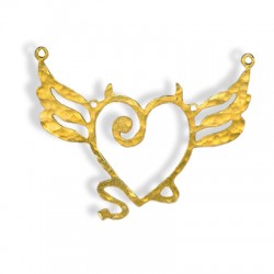 Brass Cast Heart - Wings 60x50mm