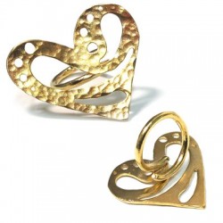 Brass Cast Finger Ring Heart 38x35mm