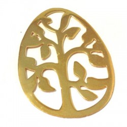 Colgante de Metal Latón Ovalado con Diseño de Árbol 41x57mm