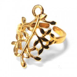 Anello Chevalier in Metallo Ottone Regolabile con Foglia 15x22mm
