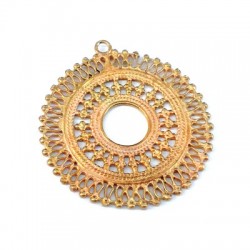 Brass Cast Pendant Round Filigree 36mm