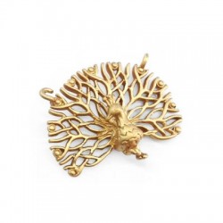 Pendentif pour collier Paon 20x15mm en Métal/Laiton avec 2 anneaux
