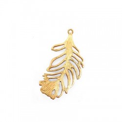Pendentif Feuille en Métal/Laiton 32x18mm
